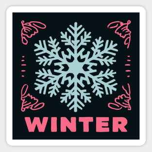 Retro Winter Snowflake - Mid-Century Modern Holiday Graphic Art Magnet